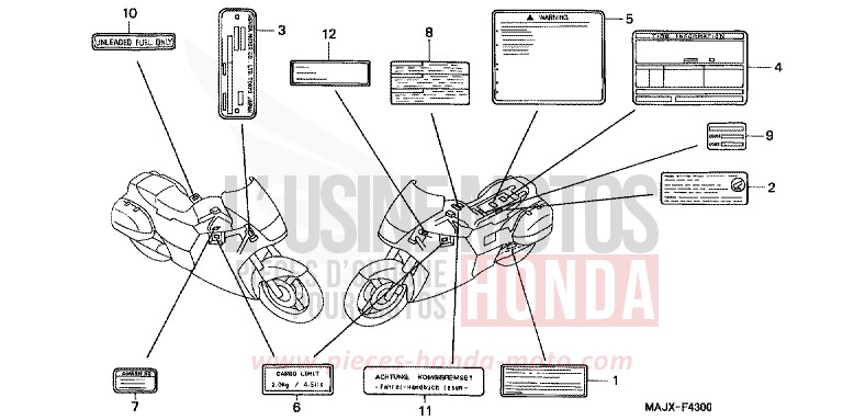 WARNETIKETT von Pan-European ABS MIDDY BLUE METTALIC (B162) von 1999